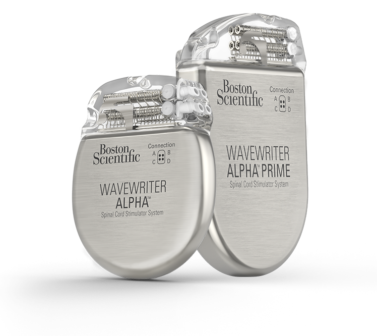 	Front view of Boston Scientific's WaveWriter Alpha Spinal Cord Stimulator System.